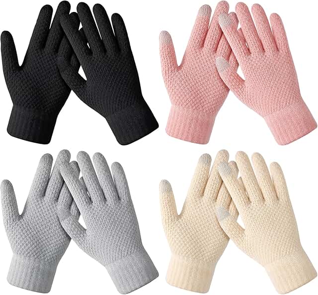 Women's Warm Knit Winter Gloves for Cold Weather