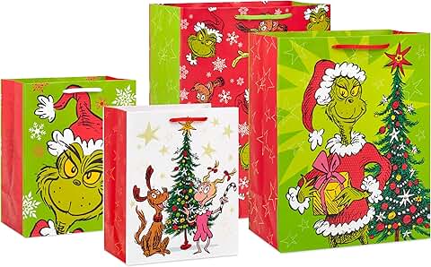 Christmas gift bag set with Grinch and friends