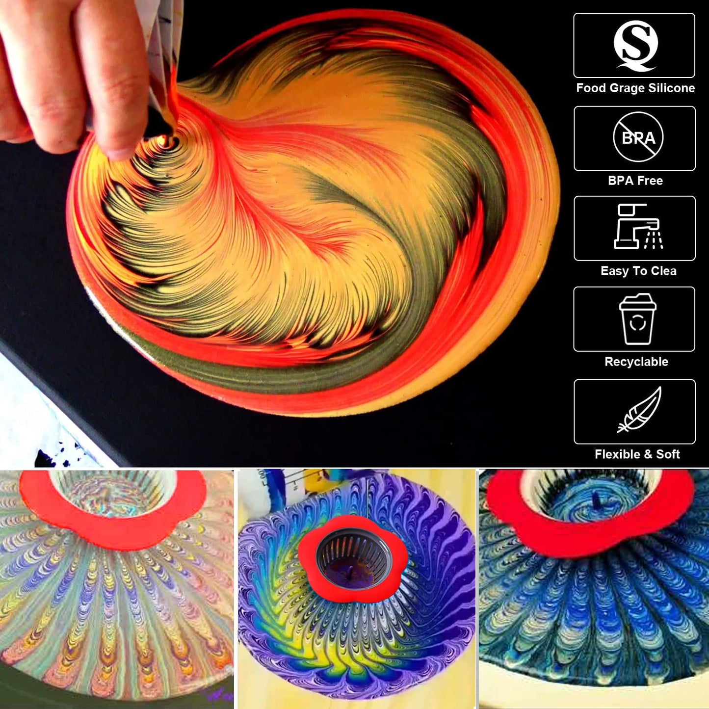 6Pcs Silicone Paint Pouring Cups Set for Art and DIY