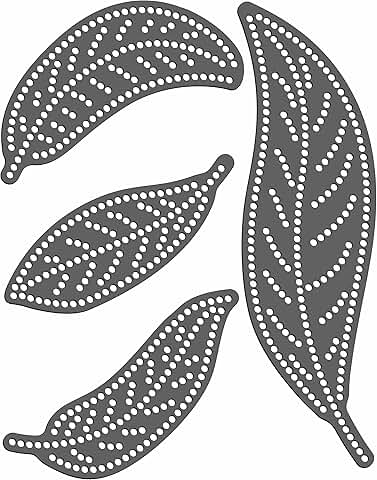 Black Rhinestone Template with 4 Feathers or Leaves