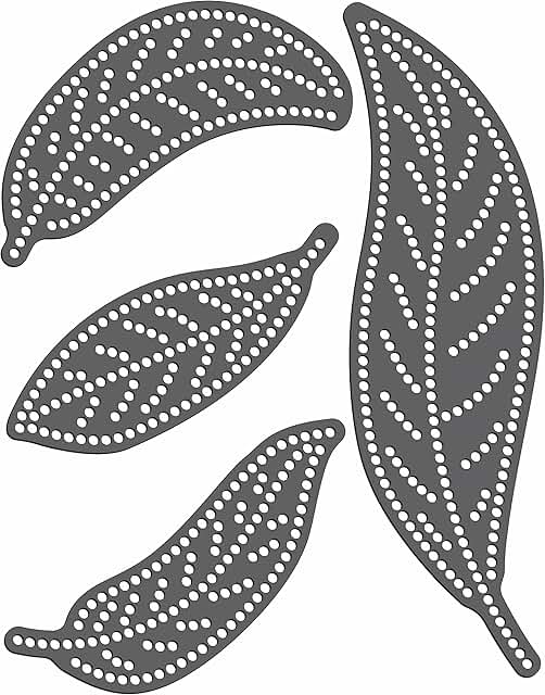 Black Rhinestone Template with 4 Feathers or Leaves