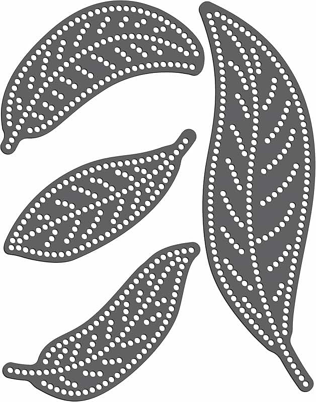 Black Rhinestone Template with 4 Feathers or Leaves