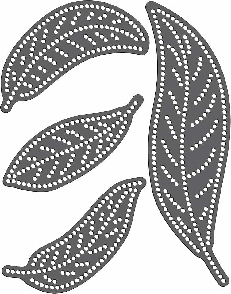 Black Rhinestone Template with 4 Feathers or Leaves