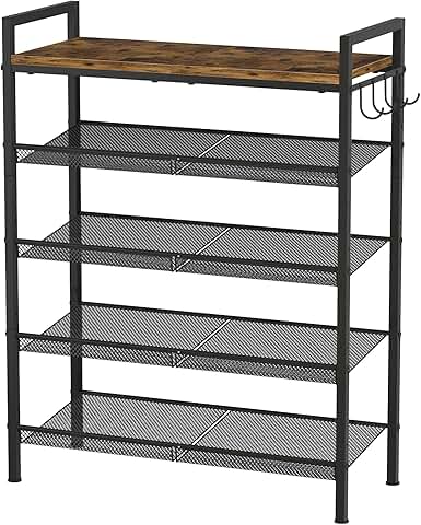 Sturdy 5-Tier Metal Shoe Rack for Entryway