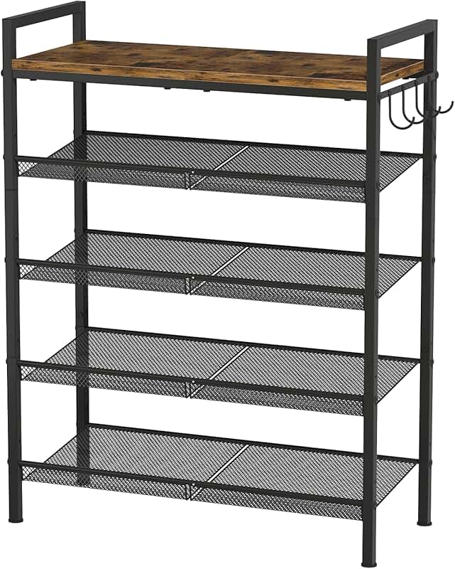 Sturdy 5-Tier Metal Shoe Rack for Entryway