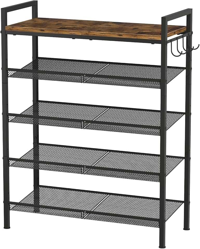 Sturdy 5-Tier Metal Shoe Rack for Entryway