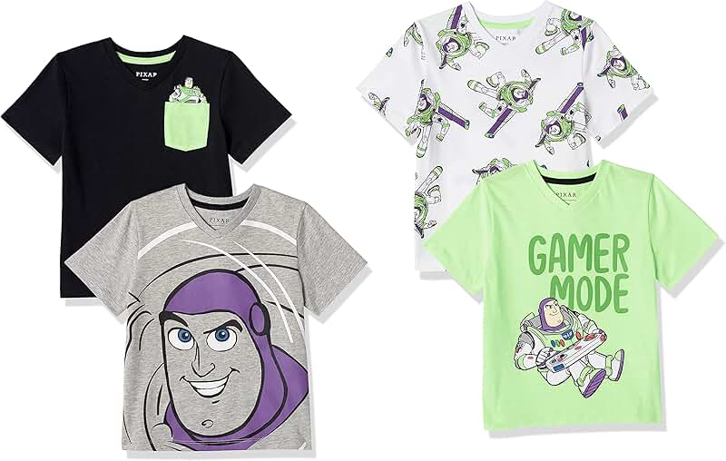 Pack of 4 Boys' and Toddlers' Short-Sleeve V-Neck T-Shirts