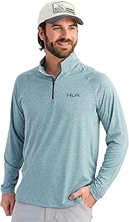 Men's lightweight long sleeve pullover with UPF sun protection