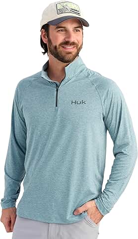 Men's lightweight long sleeve pullover with UPF sun protection