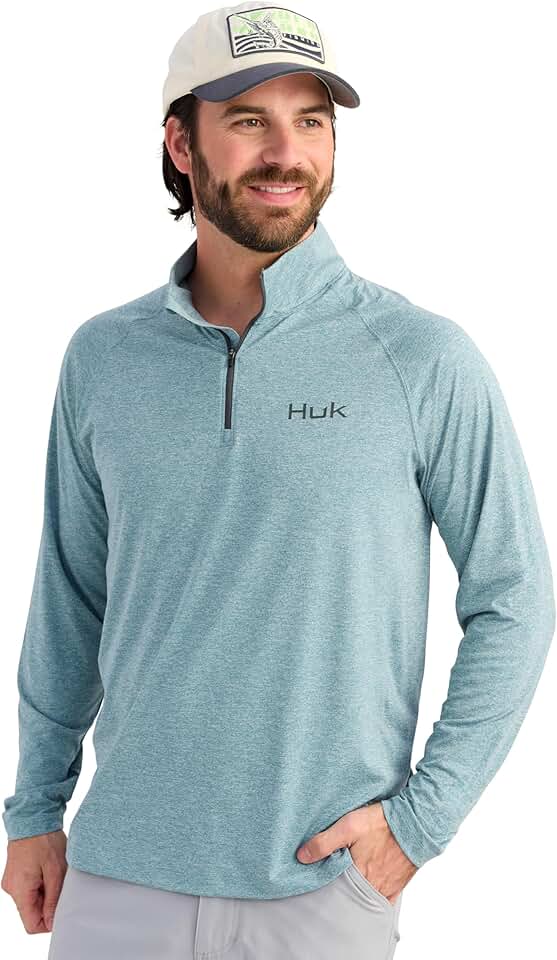 Men's lightweight long sleeve pullover with UPF sun protection