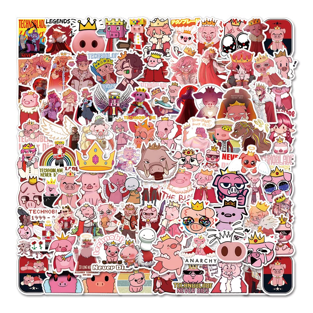 100 Pink Pig Cartoon Vinyl Stickers for Kids and Teens