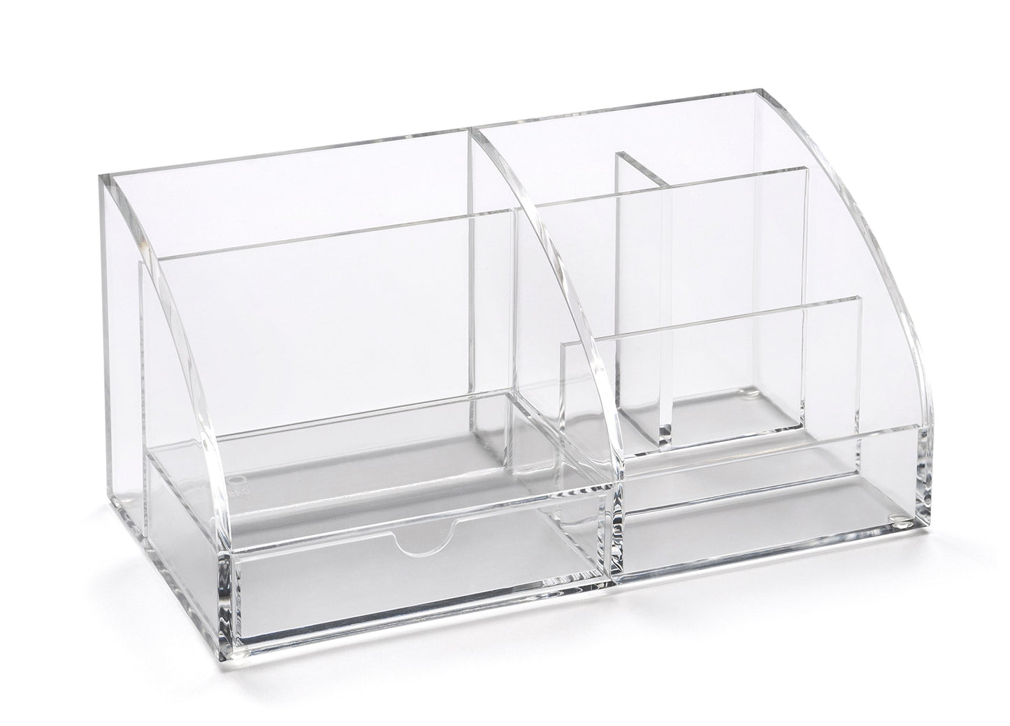 Clear acrylic desk organiser, 130mm x 250mm x 120mm