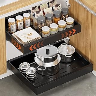 Expandable pull-out cabinet organizer with slide-out shelves