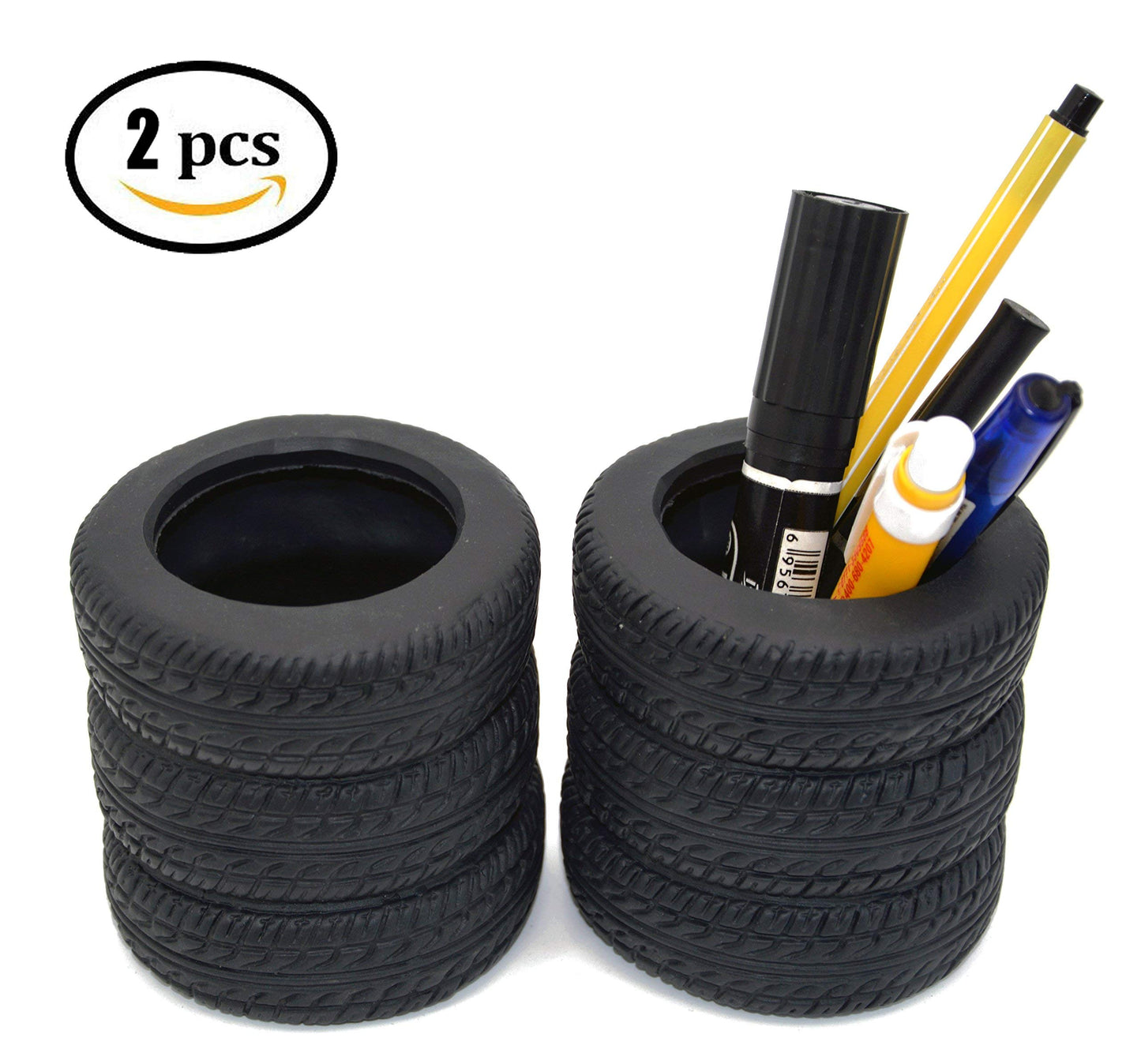 Tire-Shaped Planter and Pen Holder Set of 2