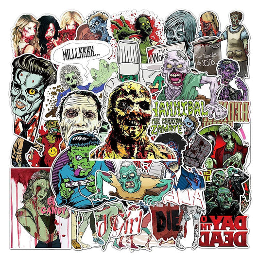 50 Waterproof Zombie Vinyl Stickers for Water Bottles and More