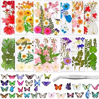 712 Pieces of Dried Pressed Flowers and Butterfly Stickers for Crafting