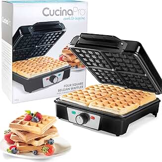 Four Square Belgian Waffle Maker with Nonstick Plates