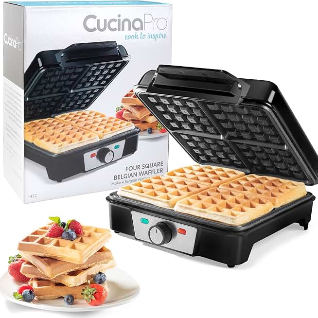 Four Square Belgian Waffle Maker with Nonstick Plates