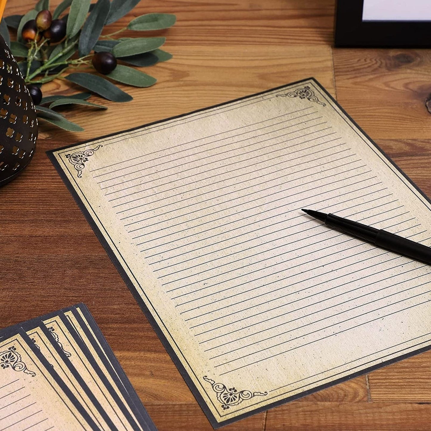 Vintage lined paper, 8.5 x 11 inches, 48 sheets