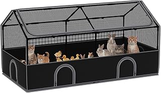 Small Animal Playpen with Cover and Waterproof Floor