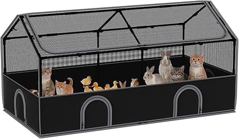 Small Animal Playpen with Cover and Waterproof Floor