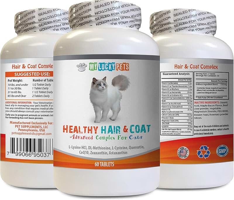 Cat Skin and Coat Care with Vitamin C, 60 Tablets