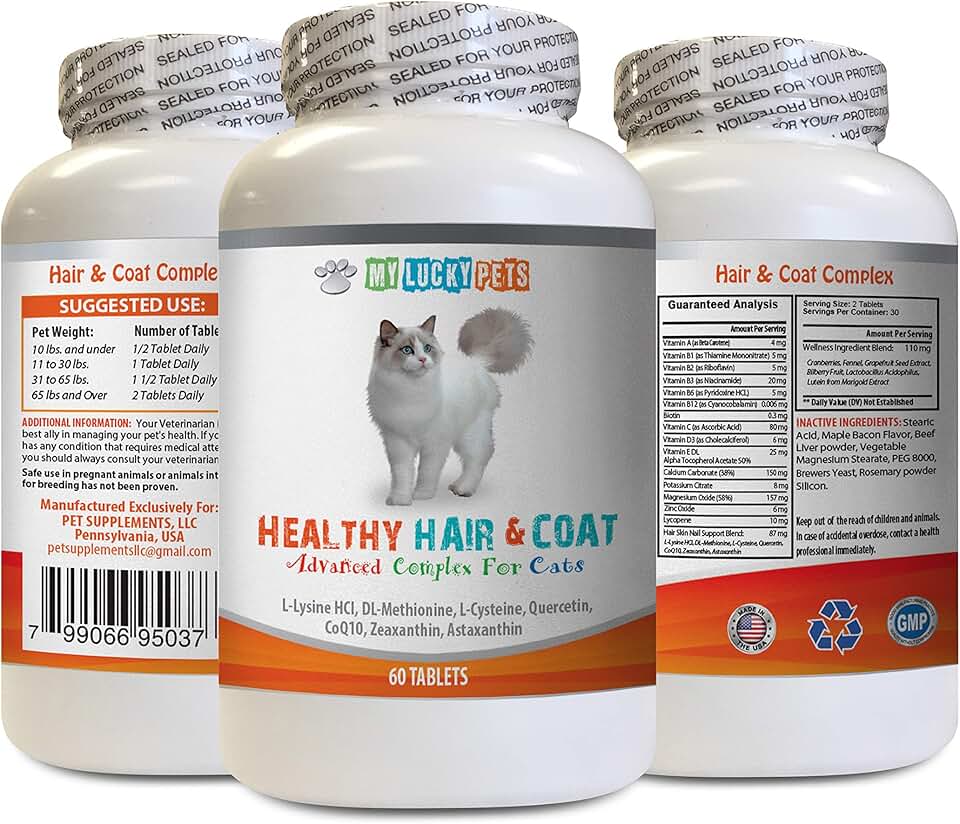 Cat Skin and Coat Care with Vitamin C, 60 Tablets