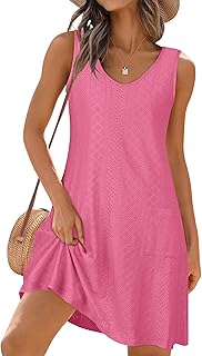 Casual Eyelet Sleeveless Summer Dress with Pockets