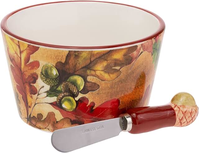 Fall Ceramic Bowl and Spreader Set for Serving