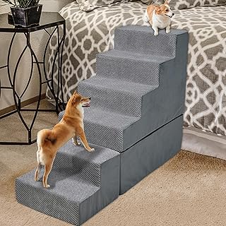 30-Inch Dog Steps for High Beds, 6 Steps, Grey