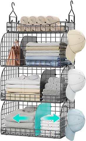 4-Tier Metal Hanging Closet Organizer with Dividers and Hooks