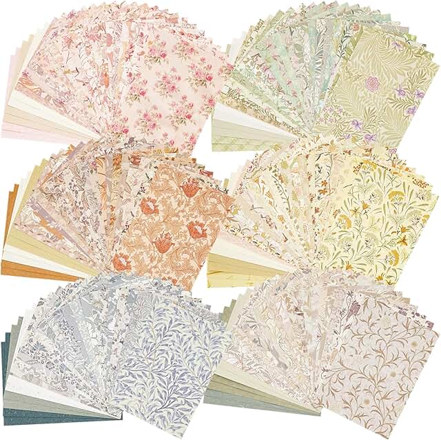 Set of 240 Vintage Floral Scrapbook and Label Papers