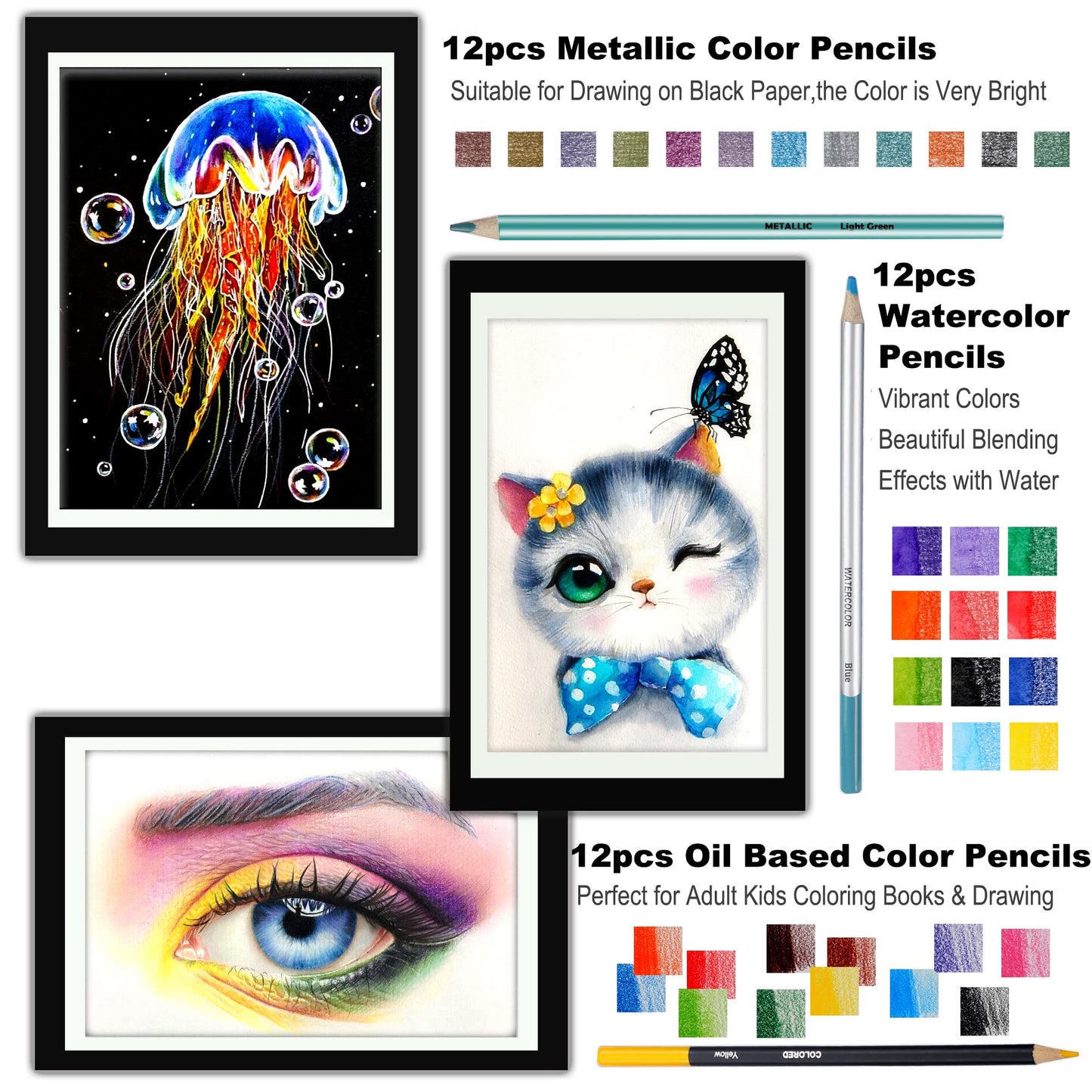 76-Piece Drawing Sketching Kit Set with Sketchbook and Watercolor Paper