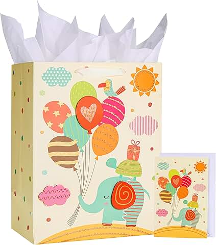 Large 13-inch Baby Gift Bag with Handles and Tissue Paper
