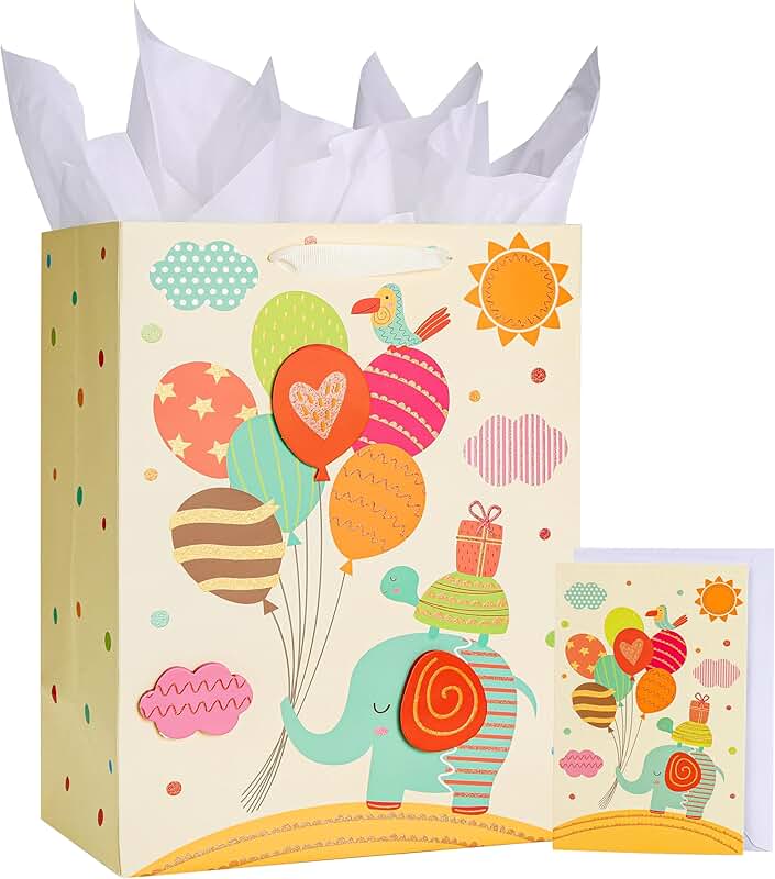 Large 13-inch Baby Gift Bag with Handles and Tissue Paper