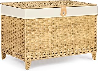 Wicker Storage Basket with Lid and Removable Liner