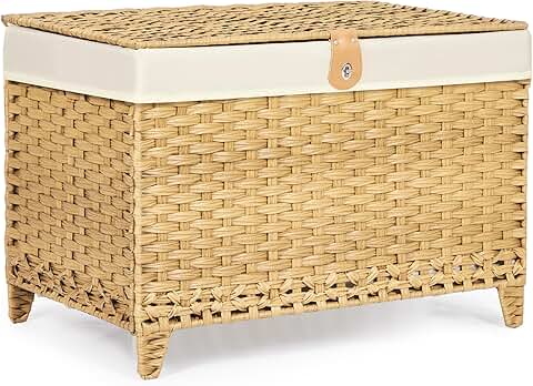 Wicker Storage Basket with Lid and Removable Liner