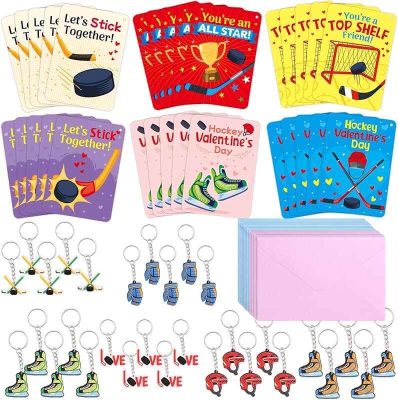 30 Kids Valentine's Day Cards with Keychains