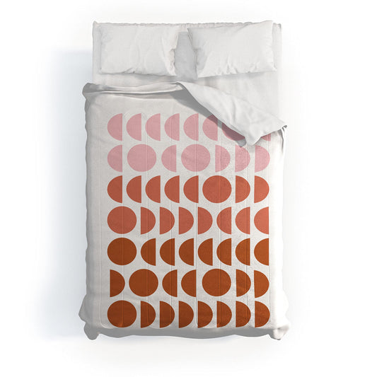 2021 Cotton Comforter, Full, June Journal Blush and Terracotta Circles