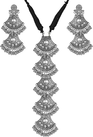 Ethnic Boho Silver Oxidized Statement Necklace for Women