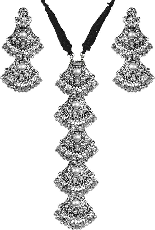 Ethnic Boho Silver Oxidized Statement Necklace for Women
