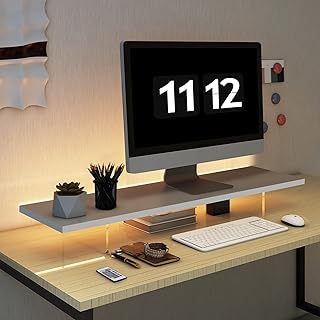 Wood and acrylic monitor stand with LED light