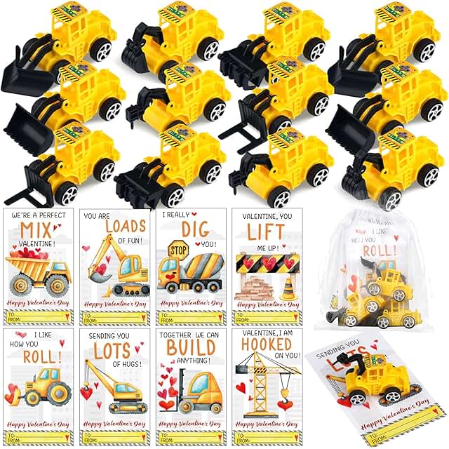 122 Valentine's Day Gifts for Kids with Vehicles Cards and Bags