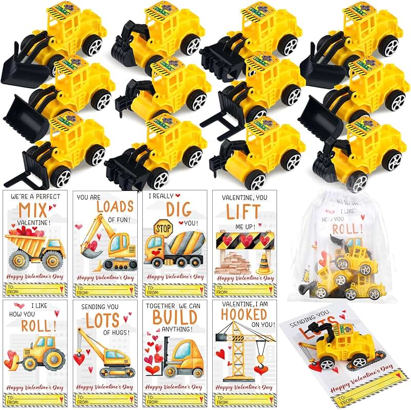 122 Valentine's Day Gifts for Kids with Vehicles Cards and Bags