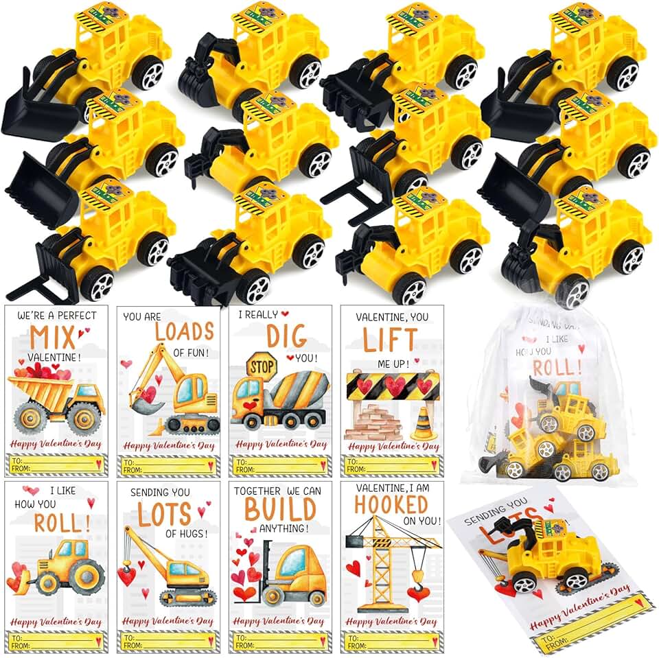 122 Valentine's Day Gifts for Kids with Vehicles Cards and Bags