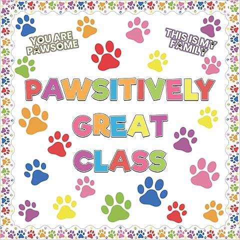 Dog paw print classroom decorations and cutouts