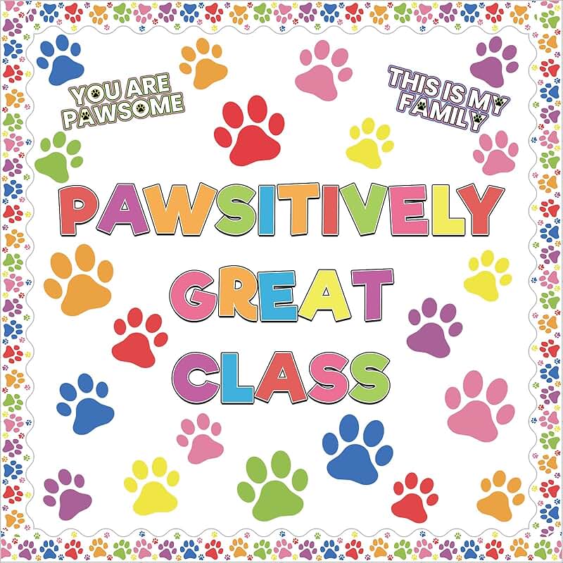 Dog paw print classroom decorations and cutouts