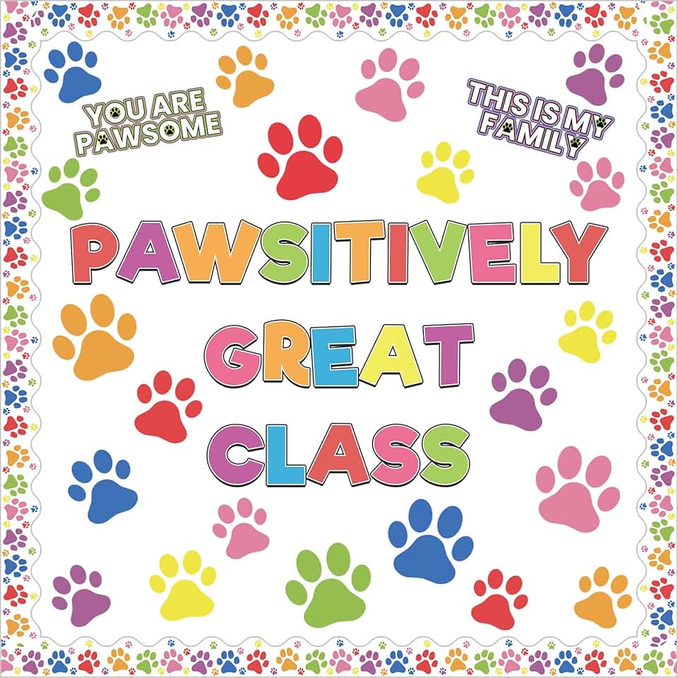 Dog paw print classroom decorations and cutouts