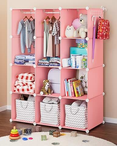 Pink Baby Closet Organizer with Adjustable Shelves