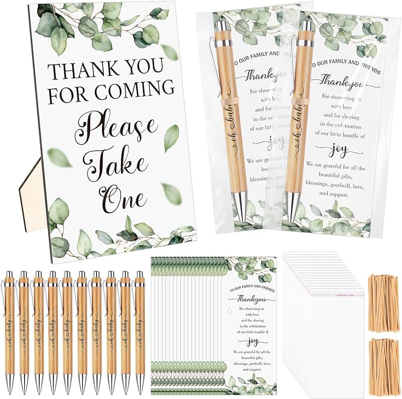 50 Baby Shower Favors with Pens and Cards